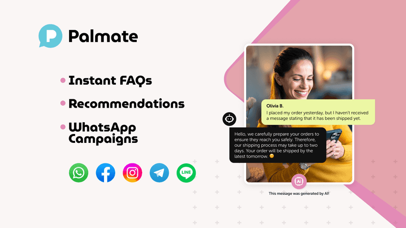 Palmate AI instantly resolves customer questions.