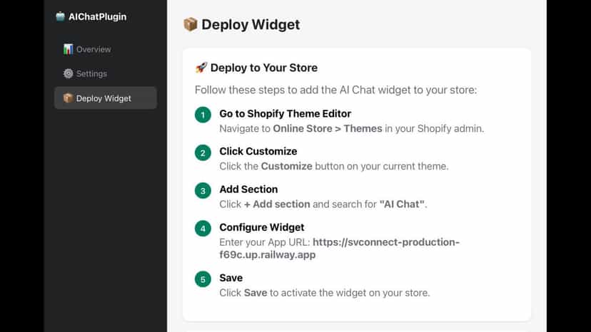 Deploy Widget