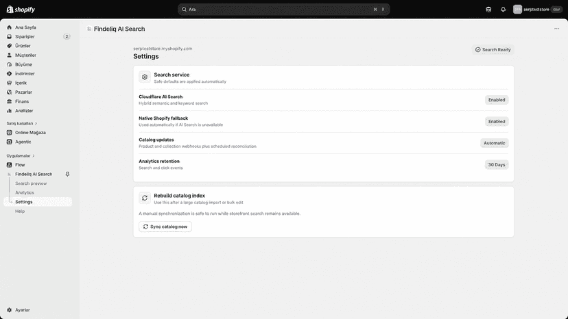 Settings showing AI Search and native fallback enabled