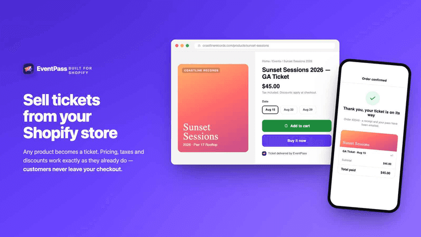 Sell Tickets from your Shopify Store