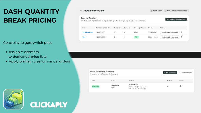 Assign companies or individual customer accounts to pricelists