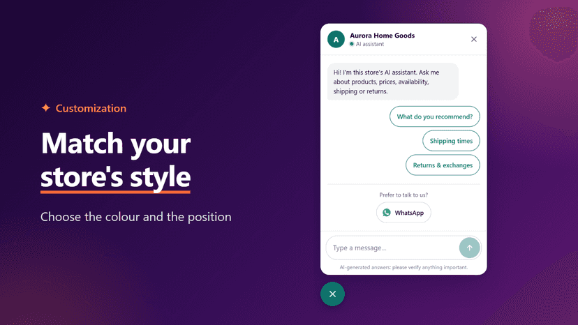 Chat panel in a custom colour and position