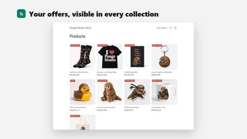 Discount badges on collection cards
