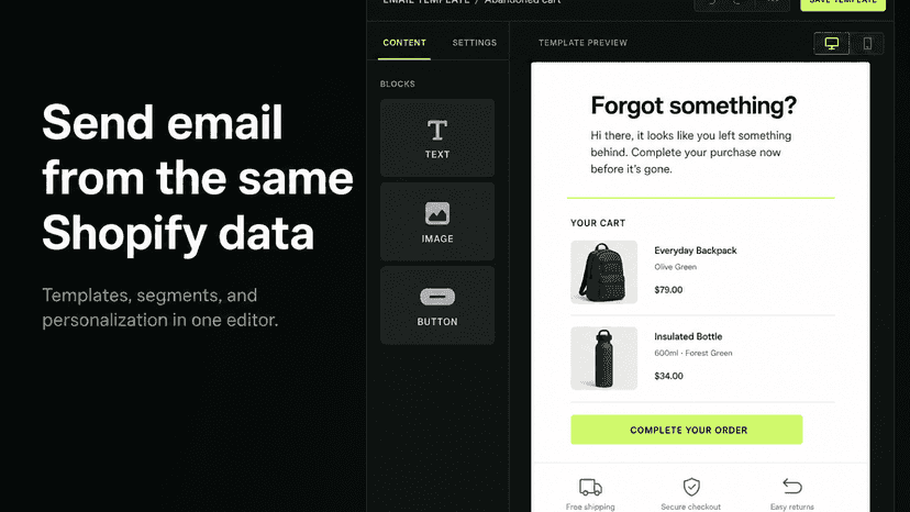 Send email from the same Shopify data