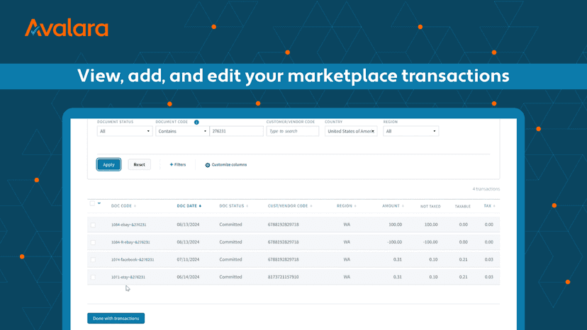 View, add, and edit your marketplace transactions