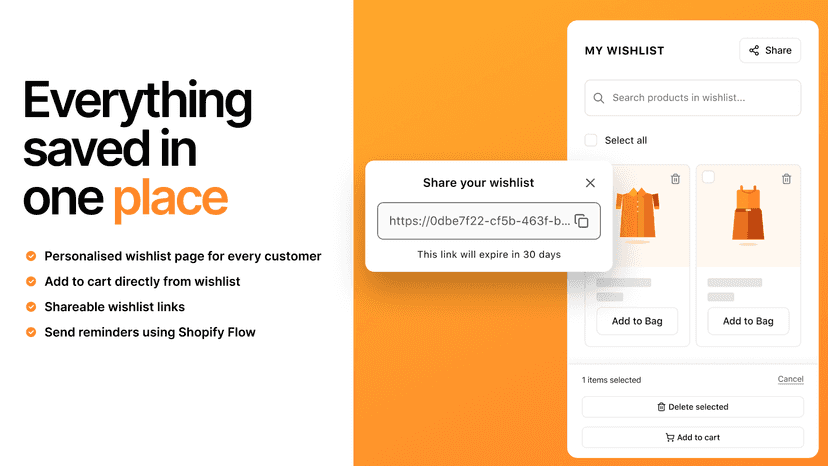personalised wishlist page for customers