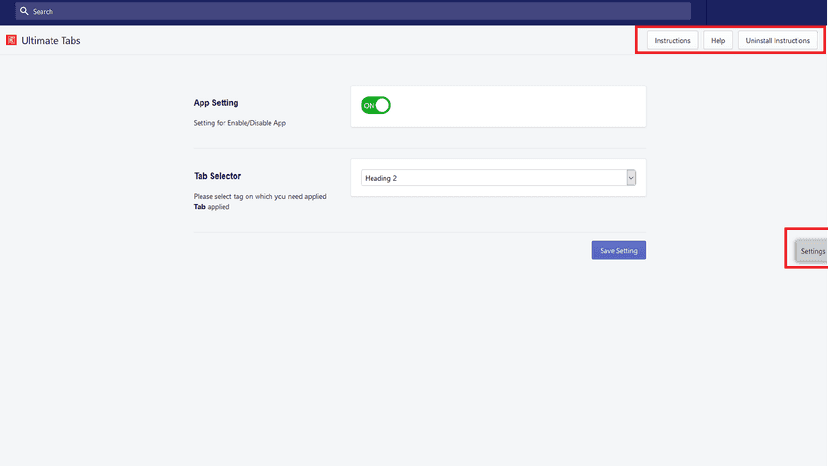 App admin panel