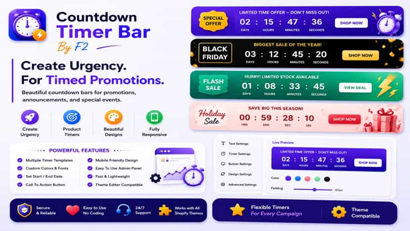 Countdown Timer Bar for Sales Campaigns and Events