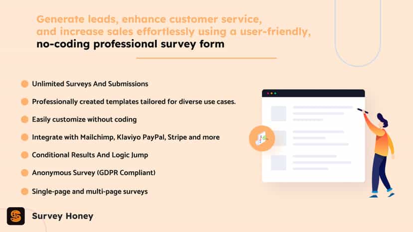 Shopify Survey Honey app no-coding professional survey form