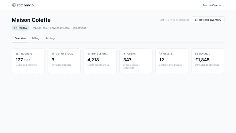Stitchmap Dashboard