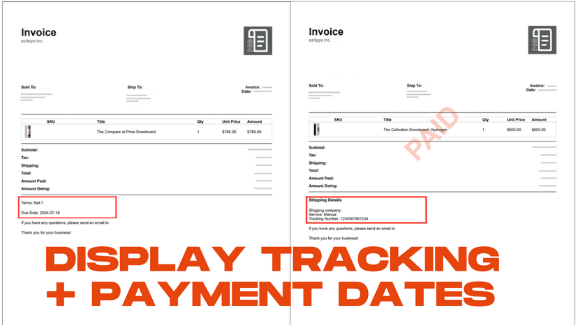 Highlighting the shipment details and payment terms on invoice