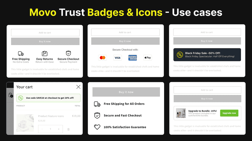Use cases for Movo Trust Badges and Icons