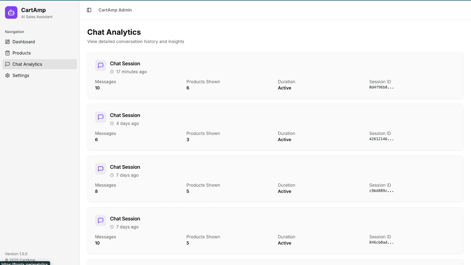 CartAmp Conversation Panel