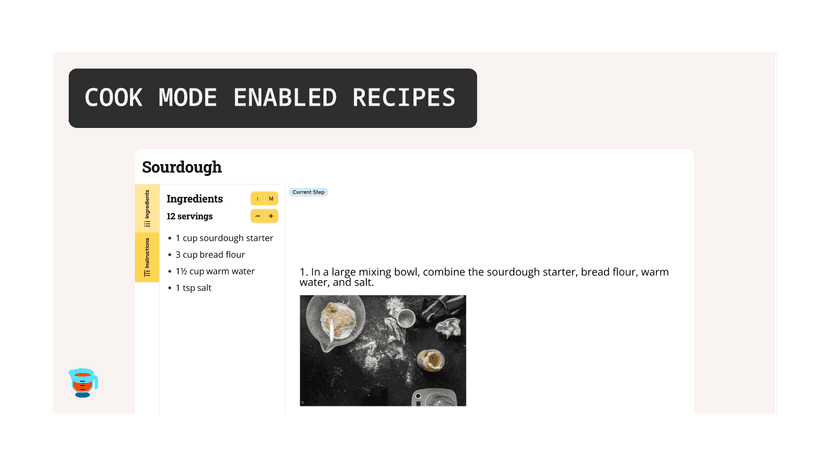 Cook mode enabled recipes