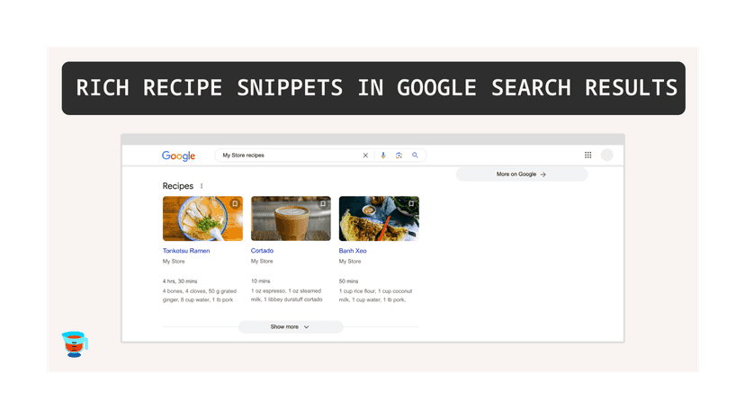 Rich recipe snippets in google search results