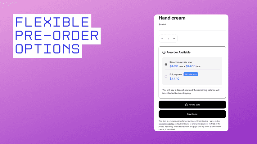 Flexible pre-order options