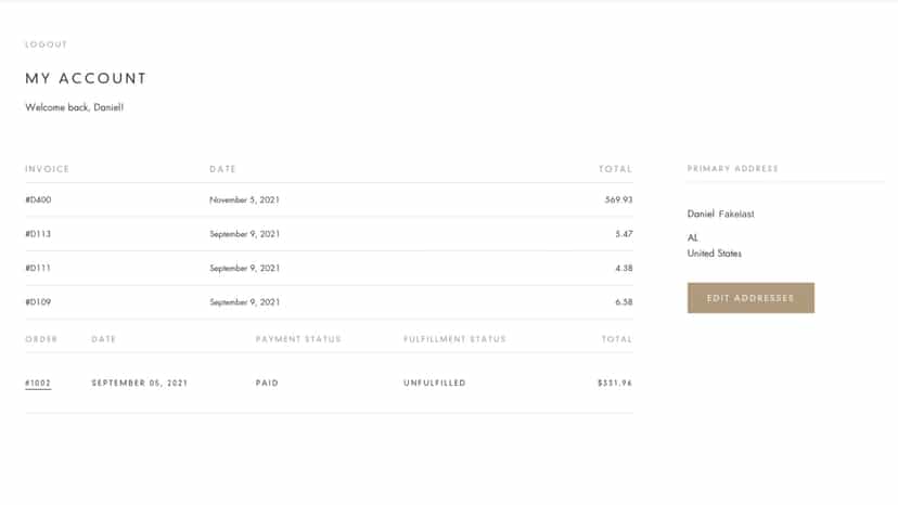 Customers can view open draft order invoices on the account page