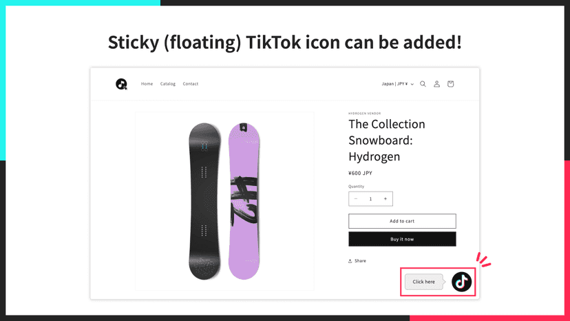 Sticky (floating) TikTok icon can be added!
