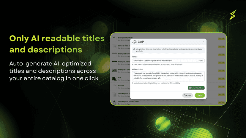 Add only AI readable Tittle and description