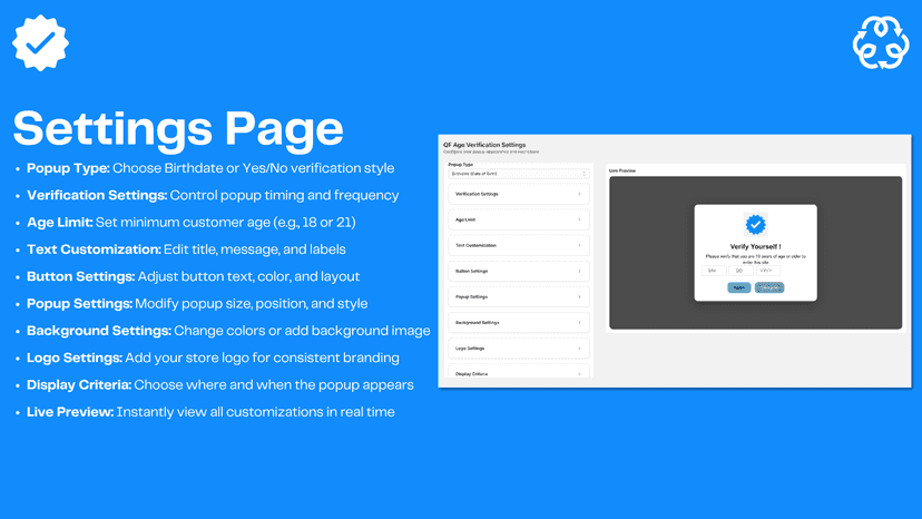 Admin - Settings Page