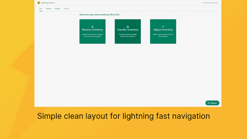 Lightning inventory - start screen