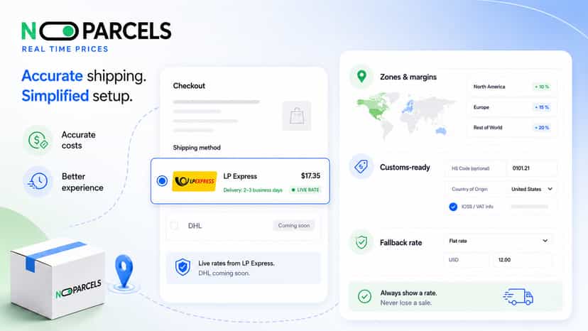 Live Shipping rates with zones, customs, and fallback rate