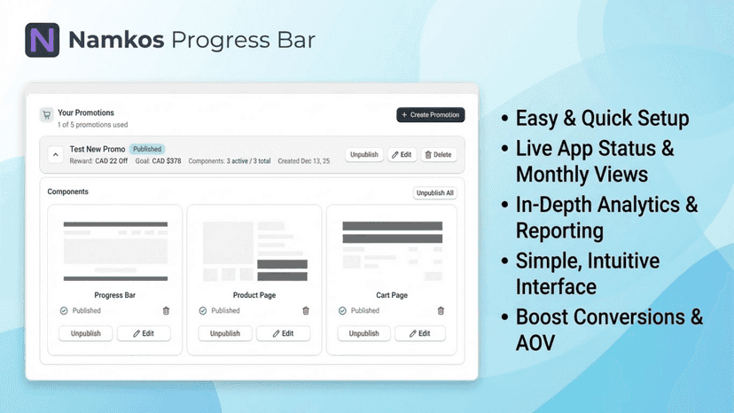 Namkos Progress Bar - Dashboard