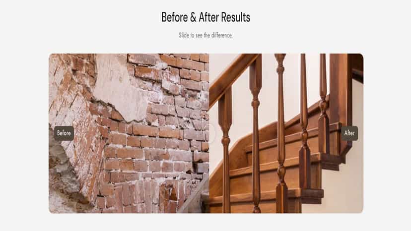 Interactive Before & After slider to showcase product results