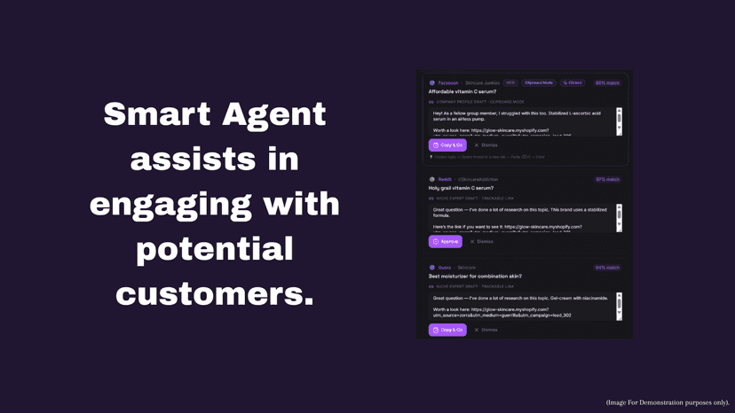 Smart Agent assists in engaging with potential customers.