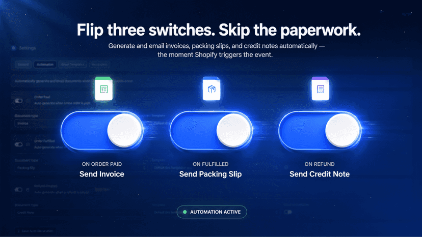 Automate document creation when orders are paid or fulfilled