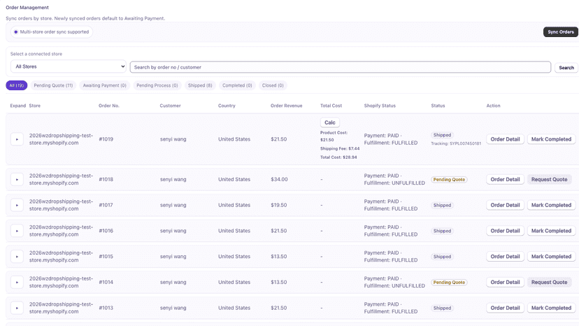 Order sync and fulfillment workflow management