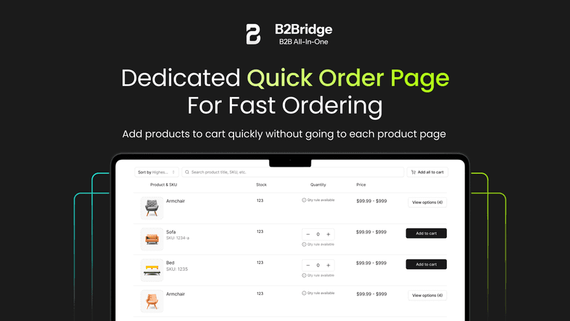 Quick Order page for add/remove many products at the same time