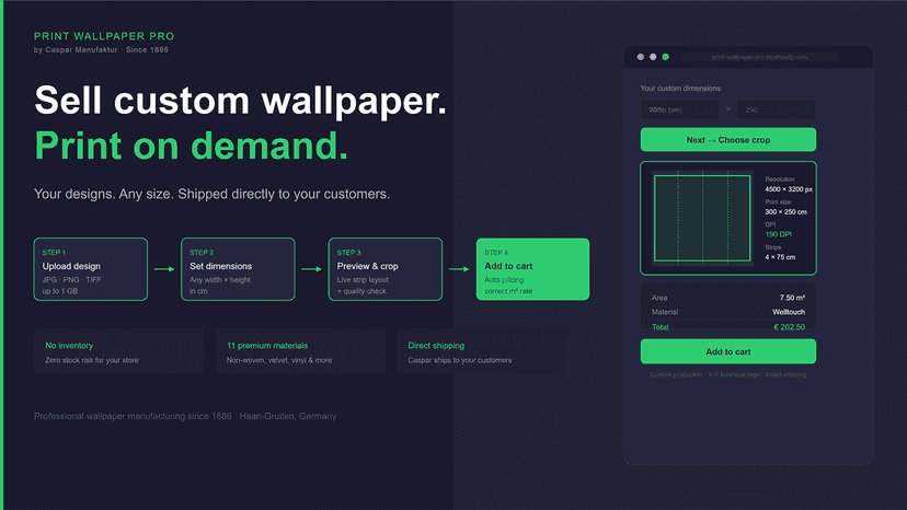 Benutzeroberfläche der App „Print Wallpaper Pro“