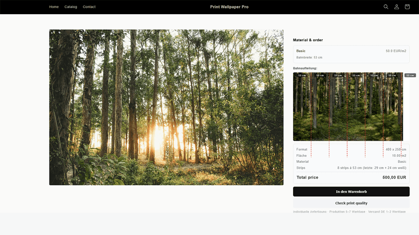 App-Dashboard mit 11 Materialien, Einleger Designer etc.