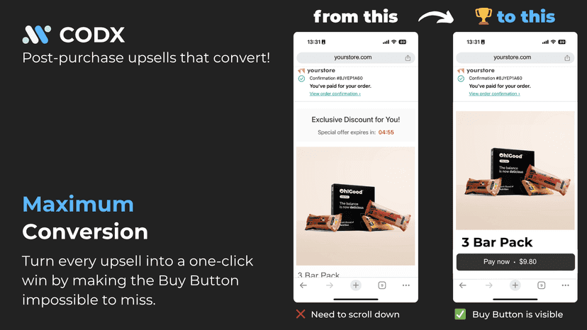 Maximum conversion with CODX Post Purchase Upsell COD app