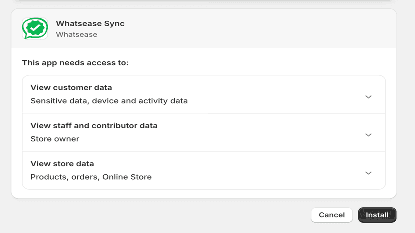 Install the Whatsease-sync app.