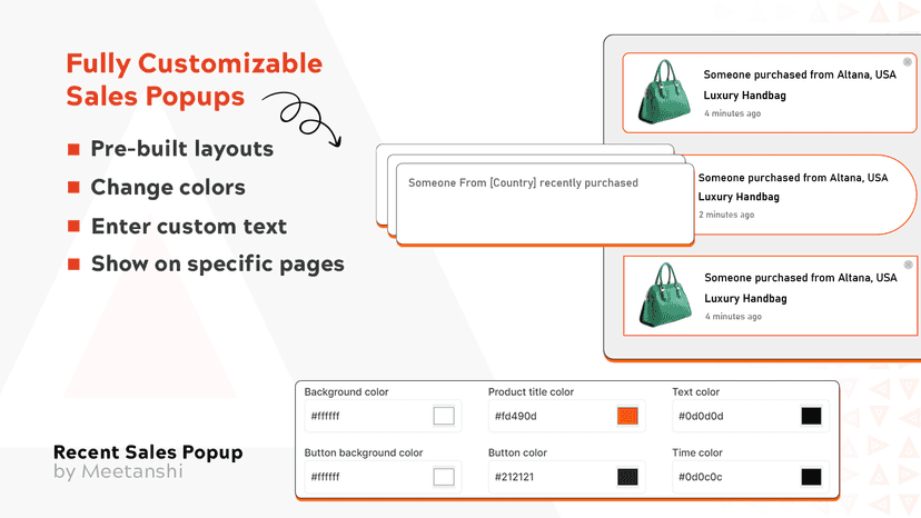 Customizatble Recent Sales Popup