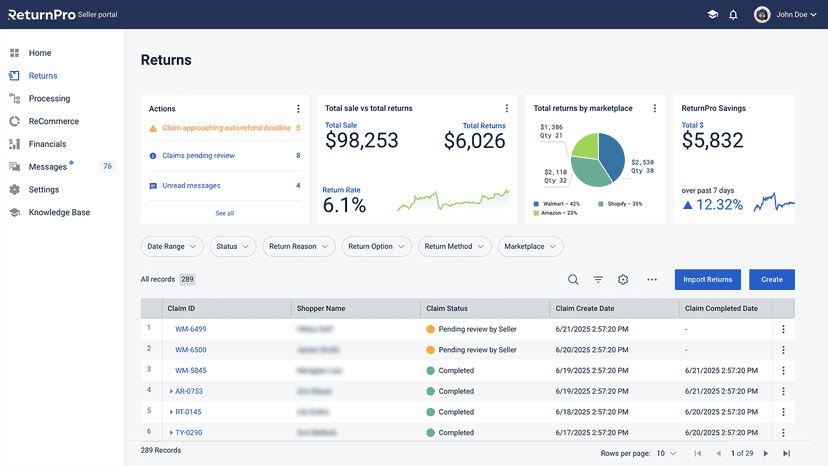 Manage all of your returns in one place