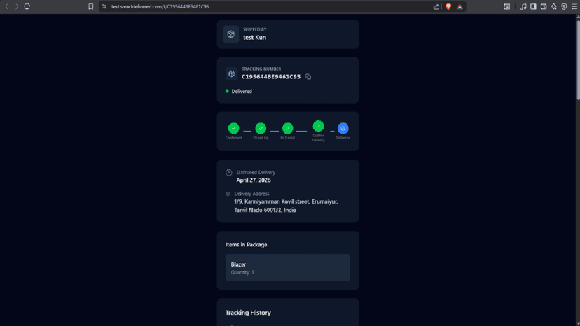 Tracking Page