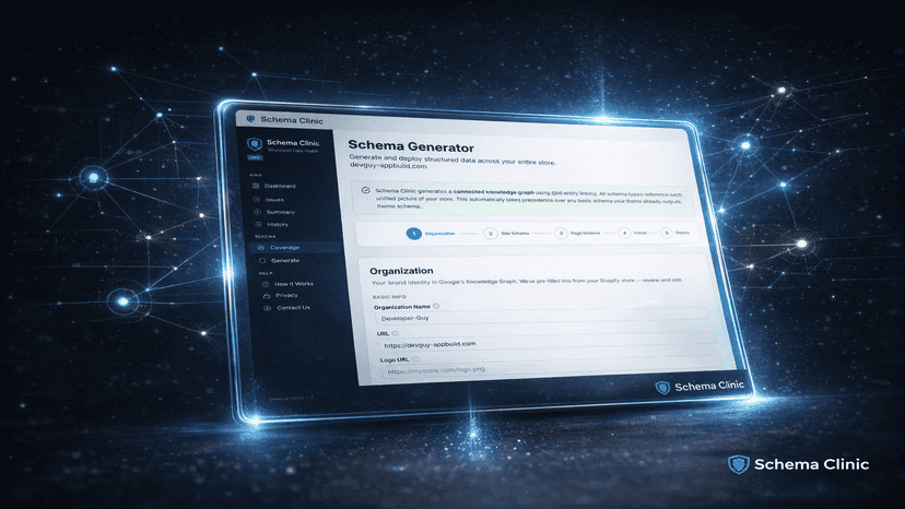 Schema Generator wizard building connected structured data