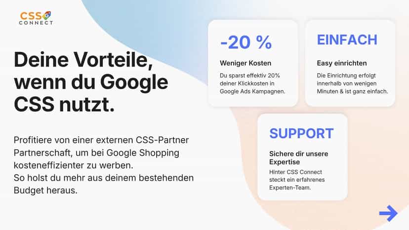 Bereits ab kleinen Werbebudgets ab 50€ lohnt sich CSS Connect fü