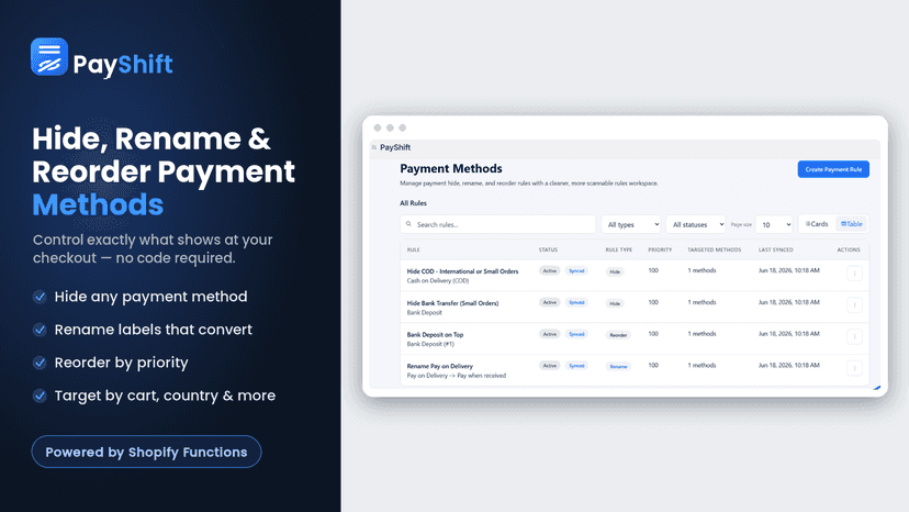 Hide, Rename and Reorder Any Payment Methods