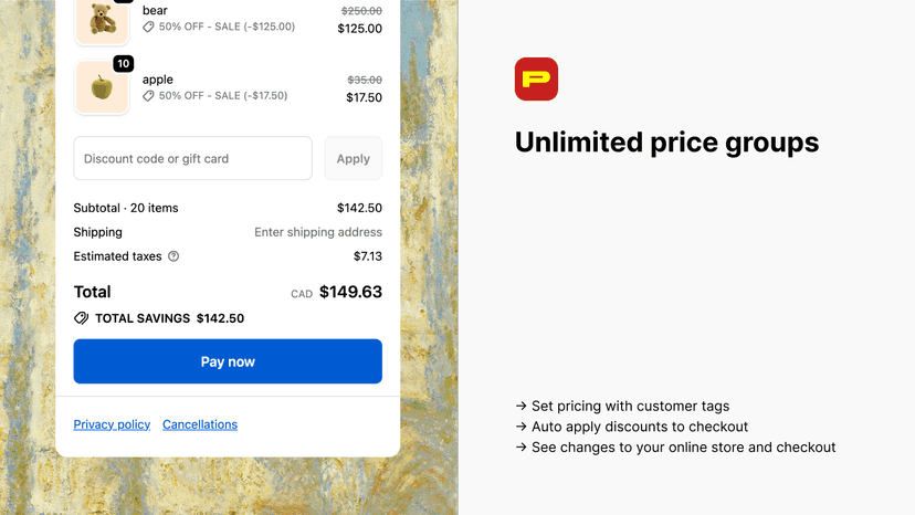 Unlimited price groups