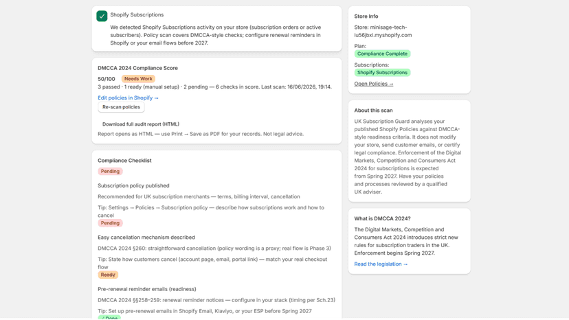 Compliance score