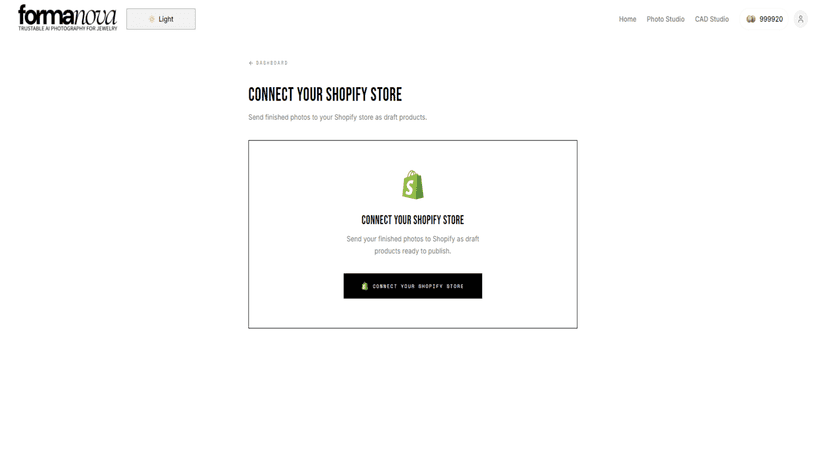 Connect Shopify store in FormaNova AI