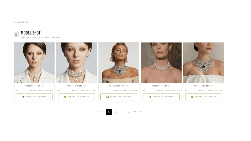 Jewelry photos ready to publish to Shopify