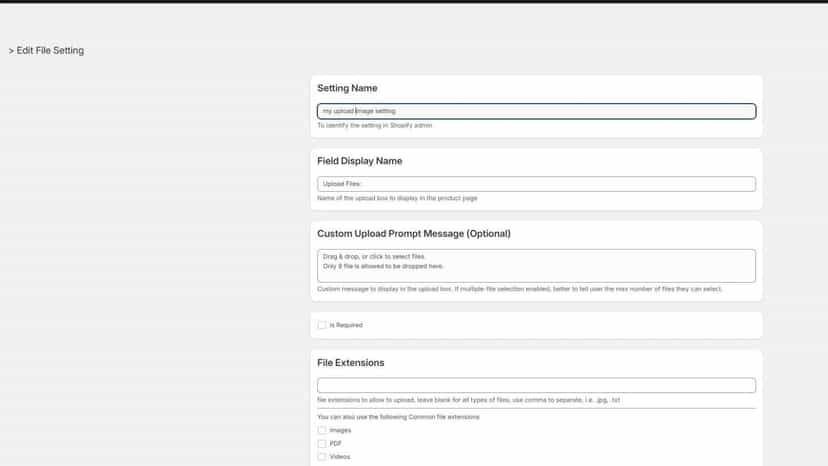upload setting