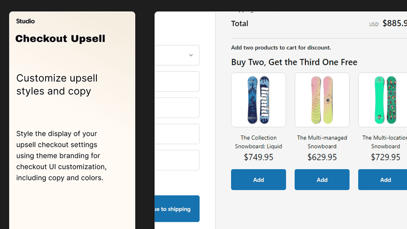 Upsell Checkout by Studio Checkout UI Example