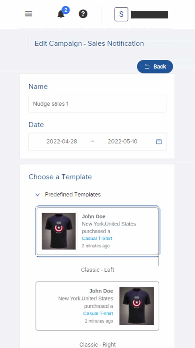 Sales Notification Templates - Mobile View