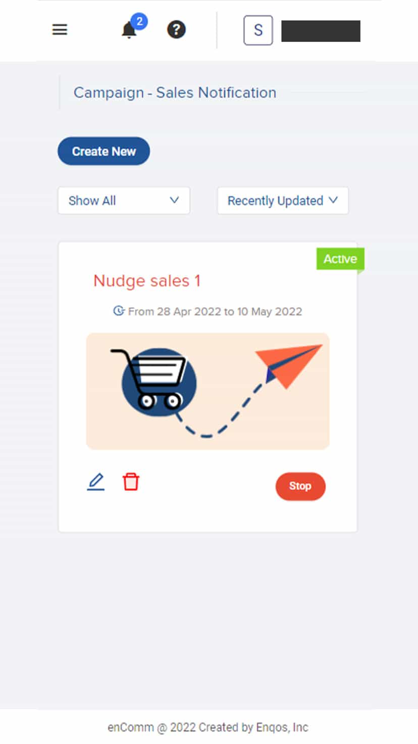Creating Encomm Nudge Sales Notification